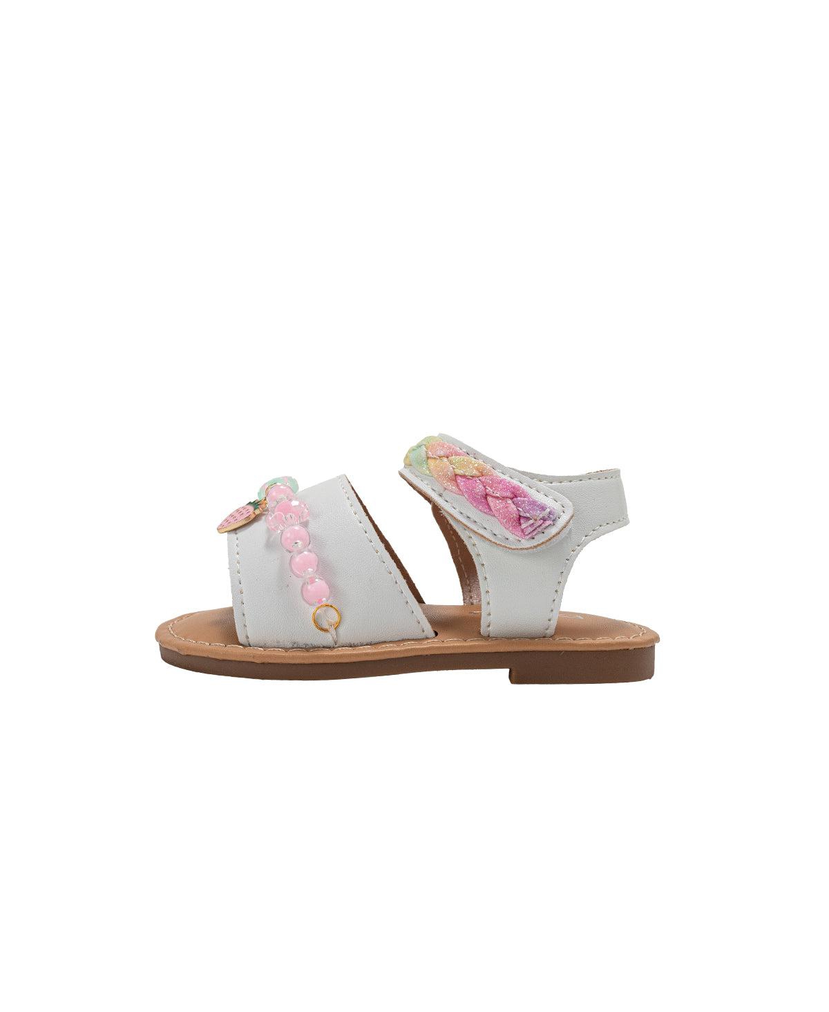 Bebe Big Girls Girl's Fashion Sandals – Dressy Shoes with Glitter Braid and Bracelet Accent