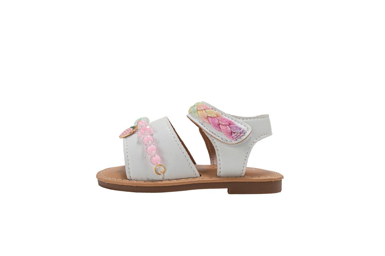 Big Girls Girl's Fashion Sandals - Dressy Shoes with Glitter Braid and Bracelet Accent