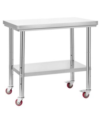 Stainless Steel Food Prep Worktable 24 x 35.4 in With Wheels for Commercial Use