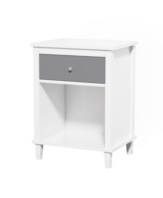 Wooden Nightstand with One Drawer and Shelf