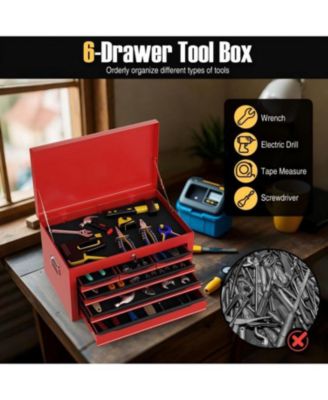 24 Inch Tool Chest Case with 6 Drawers and Top Storage for Garage Repair Shop and Warehouse