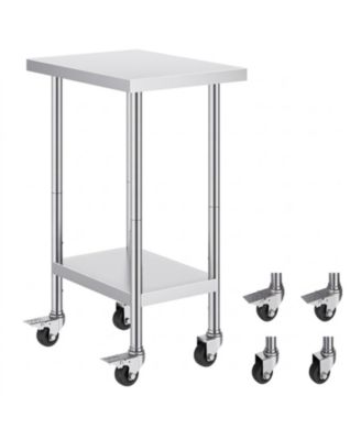 Stainless Steel Work Table 24 x 18 x 38 in Adjustable Height for Commercial Kitchen