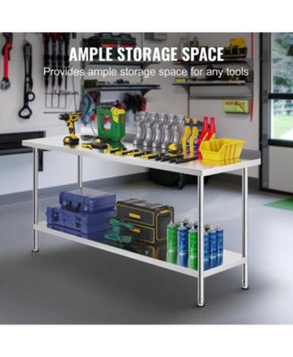 Stainless Steel Heavy Duty Prep Work Table 24 x 72 x 36 in for Kitchen