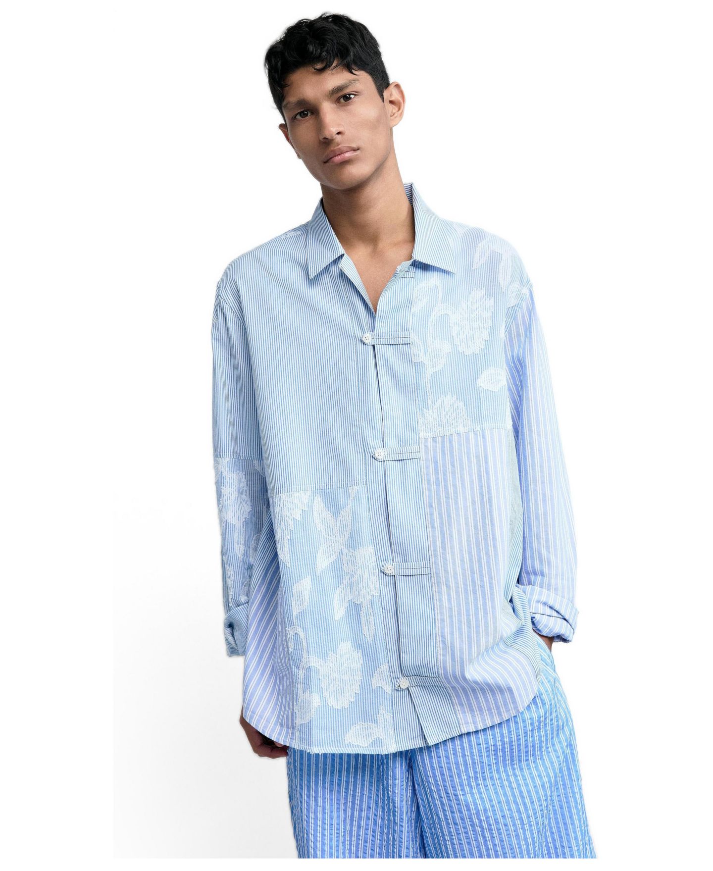 Мужская рубашка Desigual Printed floral, цвет: Светлый синий — фото 1