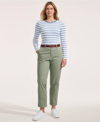 Petite Mid Rise Classic Straight Leg Chino Ankle Pants