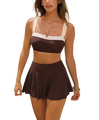 Women's Moderate Coverage Cross-Back Bikini Set