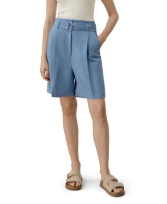 Women's Silk Linen Belted Shorts