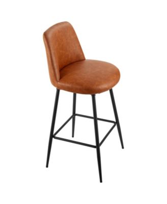 27 in Swivel Counter Height PU Leather Bar Stool Set of 2 with Backrest and Metal Legs