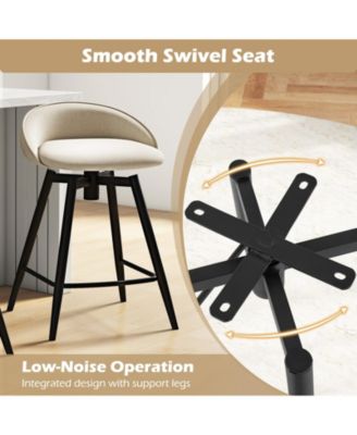 25 in Upholstered Counter Height Bar Stool Set of 2 withFootrest and Backrest