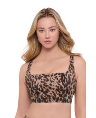 Women's Supportive and Sculpting Square Neck Lace Back Midkini Swimsuit Top