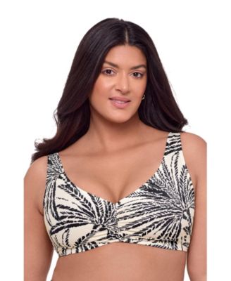 Women's Supportive and Sculpting Banded Cinch Front Bikini Swimsuit Top