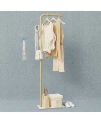 L Shaped Freestanding Metal Coat Rack Tree with Rock Base for Bedroom Hallway Entrance