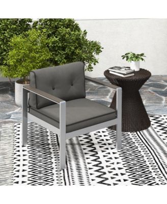 Patio Aluminum Armchair Contemporary Sofa Chair w/ WPC Armrests
