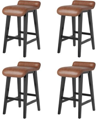 Set of 4 Modern 26.2" Counter Height Bar Stools, Upholstered Kitchen Stools with Wood Legs