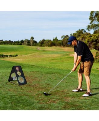 Dual-Sided Golf Chipping Net with Triple Targets, 5-Hole Training System