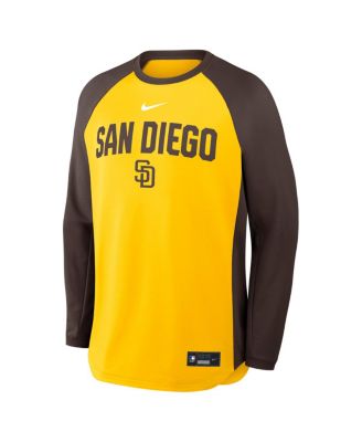 Men's Gold San Diego Padres Authentic Collection Raglan Dri-FIT Sweatshirt