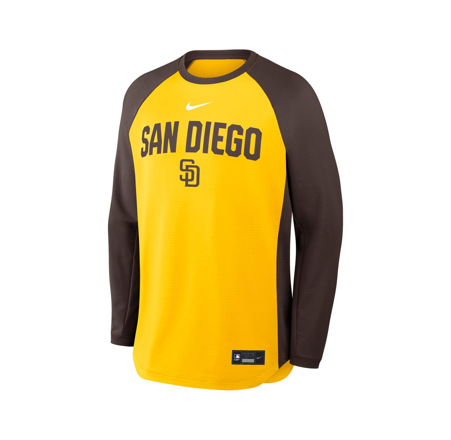 Men's Gold San Diego Padres Authentic Collection Raglan Dri-FIT Sweatshirt