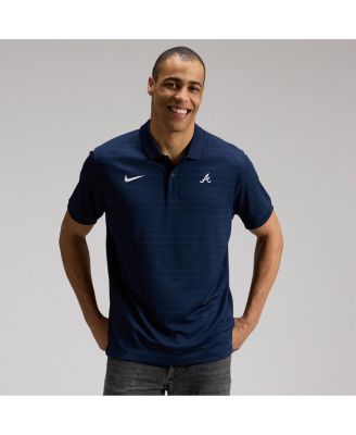 Men's Blue Atlanta Braves Authentic Collection Striped Victory Dri-FIT Polo Shirt