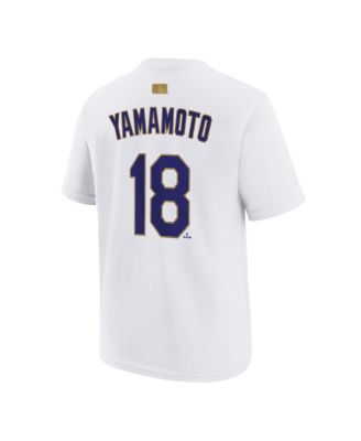 Big Boys and Girls Yoshinobu Yamamoto White Los Angeles Dodgers 2026 Gold Collection Name Number T-Shirt