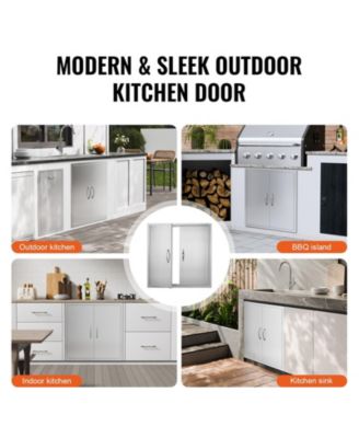Double Stainless Steel BBQ Access Door 31W x 31H in for BBQ Island Grilling