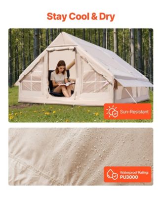 Inflatable Camping Tent for 5-8 Person Easy Setup with Pump and Mesh Windows
