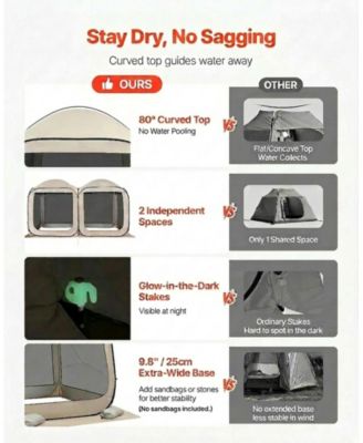 2-in-1 Pop Up Screen House Tent 12 x 6 ft for Garden and Patio Use