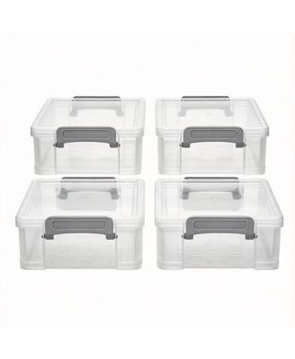 4 pack Stackable Translucent Pencil Case Marker Organizer Art Supply Storage