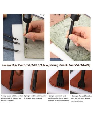 66 Pcs Leather Working Tools Kit Waxed Thread Groover Awl Stitching Punch Hole Beginner Craft Gifts