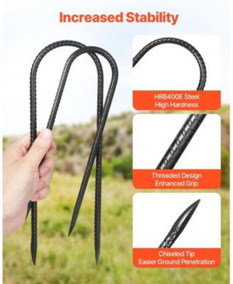 12-in Galvanized Steel Rebar Stakes Ground Anchors for Fencing and Tents