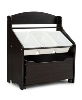Kids Toy Storage Unit Organizer with Rolling Toy Box and Removable Plastic Bins
