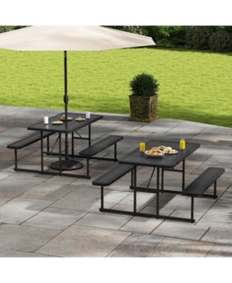 Rectangular HDPE Outdoor Picnic Table and Bench Set for 2-4 People