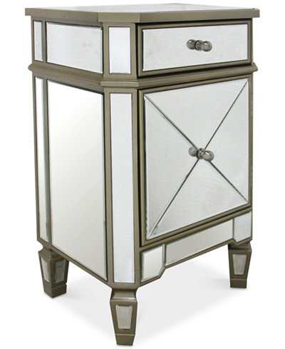 Soryn Gold Trim Mirrored Chest Quick Ship Furniture