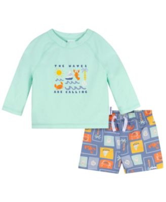Gerber Toddler Boys 2-Piece Rashguard and Trunks Set - Green stamps 26$