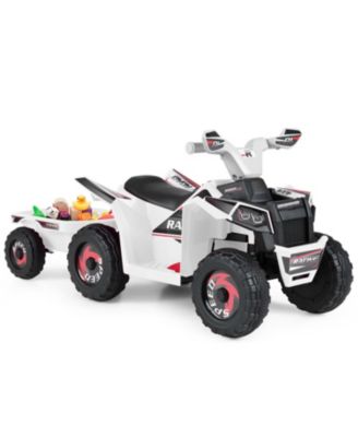 Kids 6V Ride On ATV Quad with Trailer, Electric Battery Powered Car