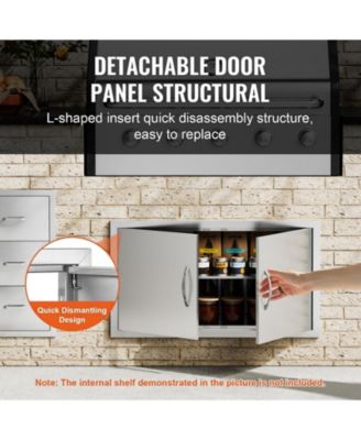 34W x 19H in Double Stainless Steel BBQ Access Door for BBQ Island Grilling