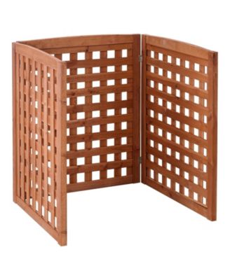 Wood Privacy Screen 32 x 38 in Air Conditioner Cover Fence with Adjustable Angle