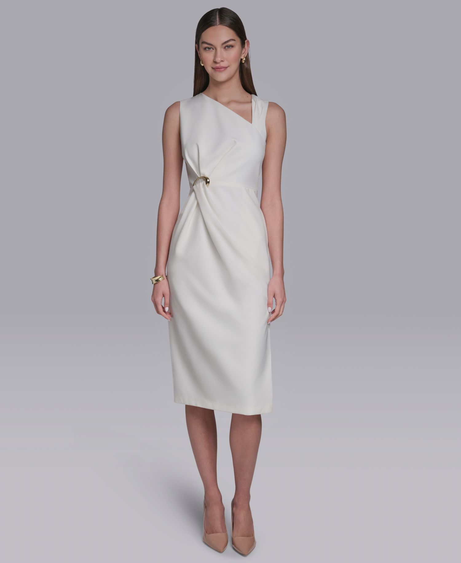 Women's Asymmetrical Neck Midi Dress