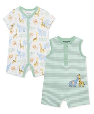 Baby Boys' Safari Short-Sleeve and Sleeveless Romper, 2-Pack