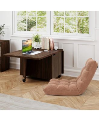 Foldable Extendable Coffee Table with Storage Cabinet