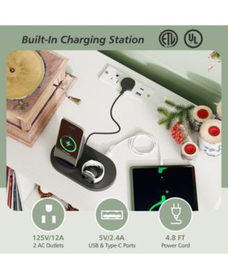 Record Player Stand with Charging Station and Six Vinyl Compartments