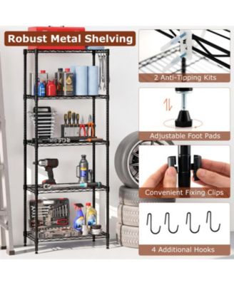 5-Tier Heavy Duty Metal Storage Shelving Unit with V-Shaped Wire Rack, 750 LBS Capacity
