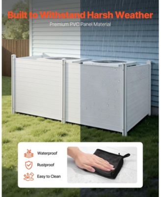 4 Panel Outdoor Privacy Screen 50 x 50 in Vinyl Fence for Trash Can and A C