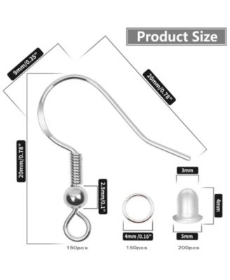 500pcs Earring Hooks Ear Wires Fish Hooks Jump Rings Silicone Backs Stoppers Jewelry Making Kit