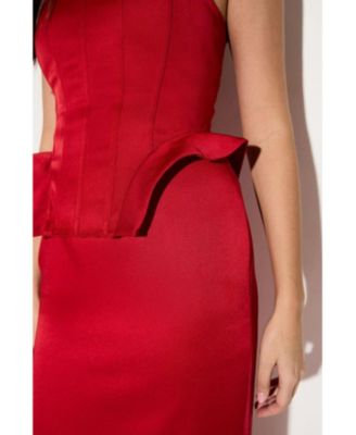 Women's Premium Bonded Satin Corset Midaxi Dress