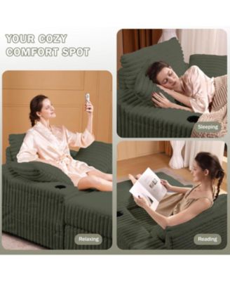 Oversized Chaise Lounge Chair with Storage Ottoman, Corduroy Sofa Bed Cloud Couch 3 Pillows for Living Room, Bedroom