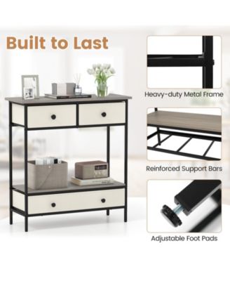 Farmhouse Console Table with Open Storage Shelf for Hallway