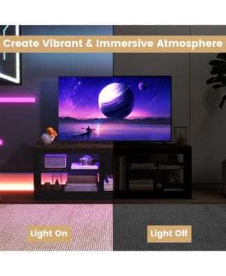 Modern TV Stand with LED Light and Adjustable Shelves for TVs up to 65 inch