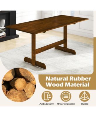 71 in Farmhouse Rectangular Dining Table for 6-8 with Rubber Wood Legs