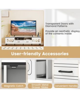 Farmhouse TV Stand for TVs up to 80 Inch with 2 Drawers