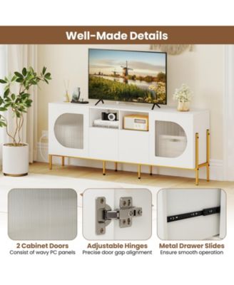 TV Stand for 70 Inch TV with Power Outlets Drawers and Open Shelves